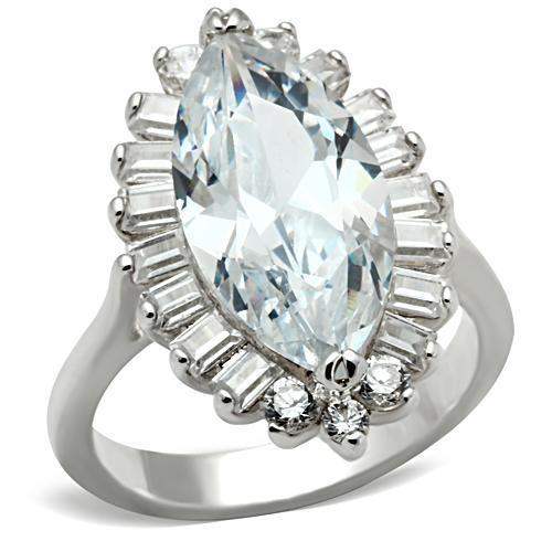 SS027 - Silver 925 Sterling Silver Ring with AAA Grade CZ in Clear - Alamode - Flyclothing LLC