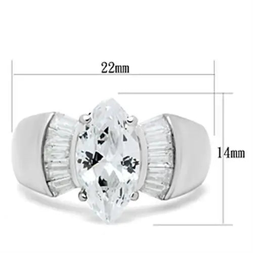 SS028 - Silver 925 Sterling Silver Ring with AAA Grade CZ in Clear - Alamode - Flyclothing LLC