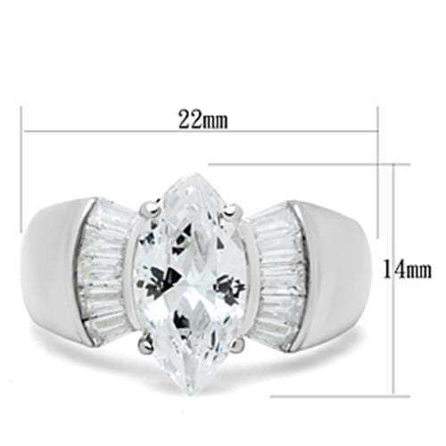 SS028 - Silver 925 Sterling Silver Ring with AAA Grade CZ in Clear - Alamode - Flyclothing LLC