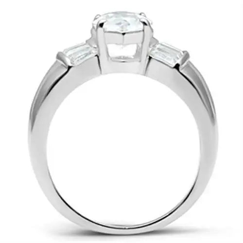 SS028 - Silver 925 Sterling Silver Ring with AAA Grade CZ in Clear - Alamode - Flyclothing LLC