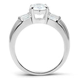 SS028 - Silver 925 Sterling Silver Ring with AAA Grade CZ  in Clear - Alamode
