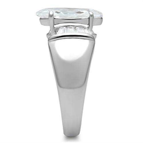SS028 - Silver 925 Sterling Silver Ring with AAA Grade CZ in Clear - Alamode - Flyclothing LLC