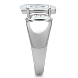 SS028 - Silver 925 Sterling Silver Ring with AAA Grade CZ  in Clear - Alamode