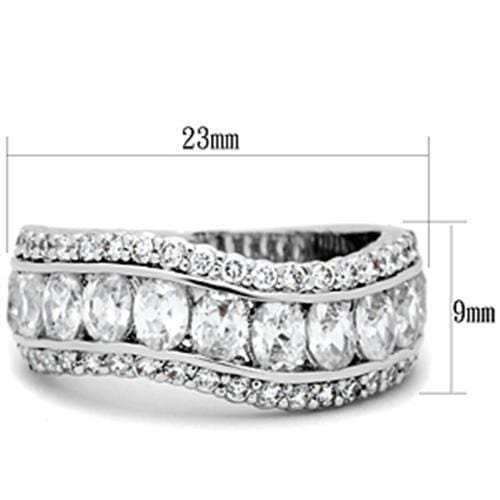 SS029 - Silver 925 Sterling Silver Ring with AAA Grade CZ in Clear - Alamode - Flyclothing LLC