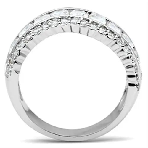 SS029 - Silver 925 Sterling Silver Ring with AAA Grade CZ in Clear - Alamode - Flyclothing LLC