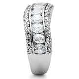 SS029 - Silver 925 Sterling Silver Ring with AAA Grade CZ  in Clear - Alamode