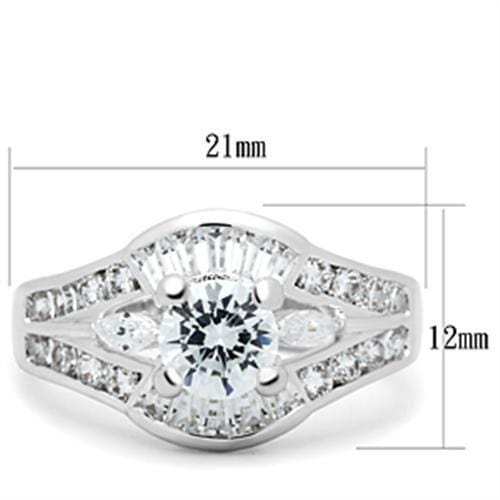 SS030 - Silver 925 Sterling Silver Ring with AAA Grade CZ in Clear - Alamode - Flyclothing LLC