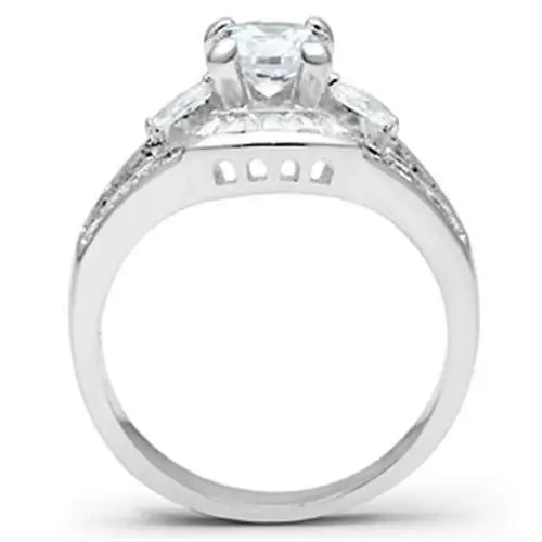 SS030 - Silver 925 Sterling Silver Ring with AAA Grade CZ in Clear - Alamode - Flyclothing LLC