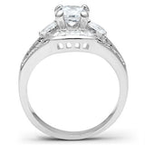 SS030 - Silver 925 Sterling Silver Ring with AAA Grade CZ  in Clear - Alamode