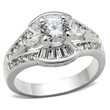 SS030 - Silver 925 Sterling Silver Ring with AAA Grade CZ  in Clear - Alamode