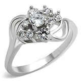 SS032 - Silver 925 Sterling Silver Ring with AAA Grade CZ  in Clear - Alamode