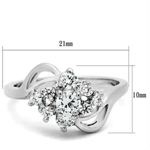 SS032 - Silver 925 Sterling Silver Ring with AAA Grade CZ in Clear - Alamode - Flyclothing LLC