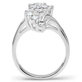 SS033 - Silver 925 Sterling Silver Ring with AAA Grade CZ  in Clear - Alamode