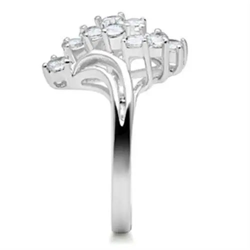 SS033 - Silver 925 Sterling Silver Ring with AAA Grade CZ in Clear - Alamode - Flyclothing LLC