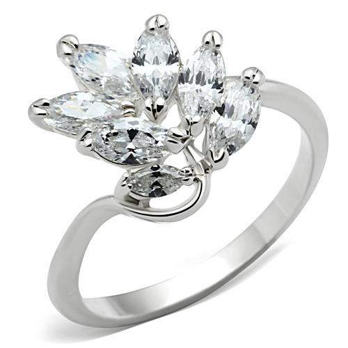 SS034 - Silver 925 Sterling Silver Ring with AAA Grade CZ in Clear - Alamode - Flyclothing LLC