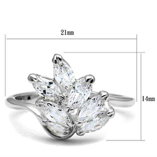 SS034 - Silver 925 Sterling Silver Ring with AAA Grade CZ in Clear - Alamode - Flyclothing LLC