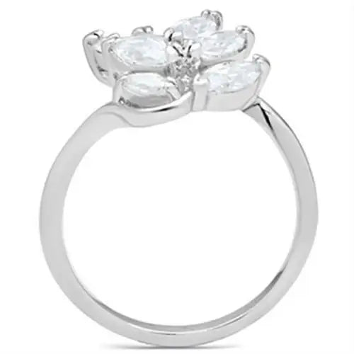 SS034 - Silver 925 Sterling Silver Ring with AAA Grade CZ in Clear - Alamode - Flyclothing LLC