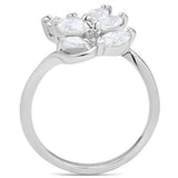 SS034 - Silver 925 Sterling Silver Ring with AAA Grade CZ  in Clear