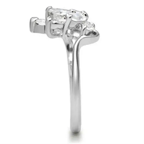 SS034 - Silver 925 Sterling Silver Ring with AAA Grade CZ in Clear - Alamode - Flyclothing LLC