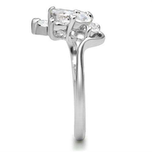 SS034 - Silver 925 Sterling Silver Ring with AAA Grade CZ in Clear - Alamode - Flyclothing LLC
