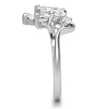 SS034 - Silver 925 Sterling Silver Ring with AAA Grade CZ  in Clear - Alamode