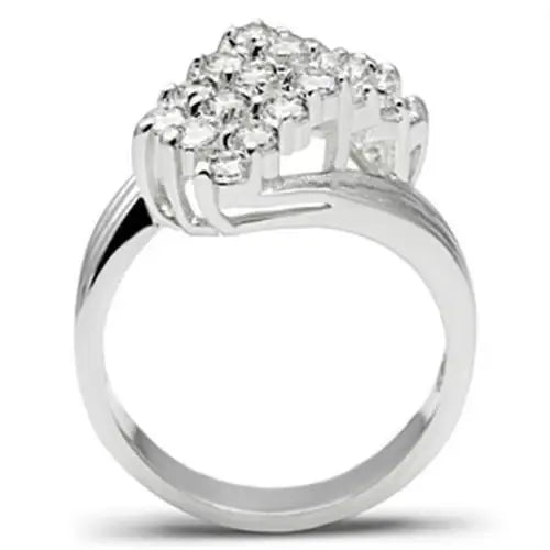 SS035 - Silver 925 Sterling Silver Ring with AAA Grade CZ in Clear - Alamode - Flyclothing LLC