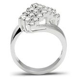 SS035 - Silver 925 Sterling Silver Ring with AAA Grade CZ  in Clear - Alamode