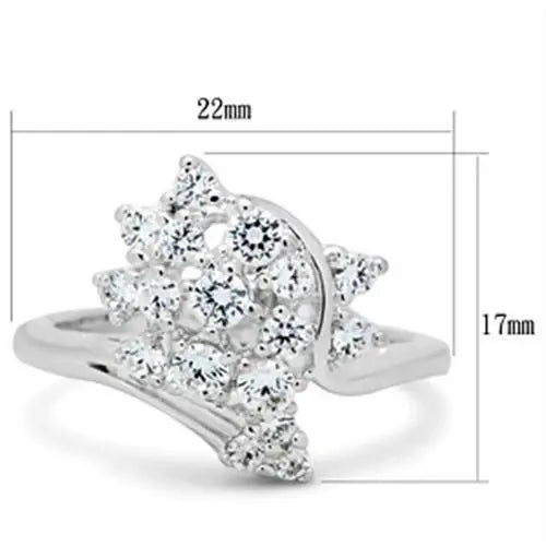 SS036 - Silver 925 Sterling Silver Ring with AAA Grade CZ in Clear - Alamode - Flyclothing LLC