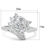 SS036 - Silver 925 Sterling Silver Ring with AAA Grade CZ  in Clear
