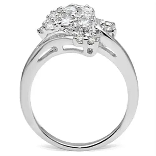 SS036 - Silver 925 Sterling Silver Ring with AAA Grade CZ in Clear - Alamode - Flyclothing LLC
