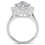 SS037 - Silver 925 Sterling Silver Ring with AAA Grade CZ  in Multi Color - Alamode