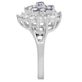 SS037 - Silver 925 Sterling Silver Ring with AAA Grade CZ  in Multi Color - Alamode