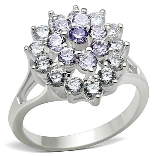 SS037 - Silver 925 Sterling Silver Ring with AAA Grade CZ  in Multi Color - Alamode