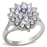 SS037 - Silver 925 Sterling Silver Ring with AAA Grade CZ  in Multi Color - Alamode