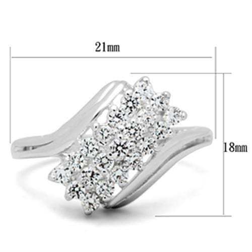 SS038 - Silver 925 Sterling Silver Ring with AAA Grade CZ in Clear - Alamode - Flyclothing LLC