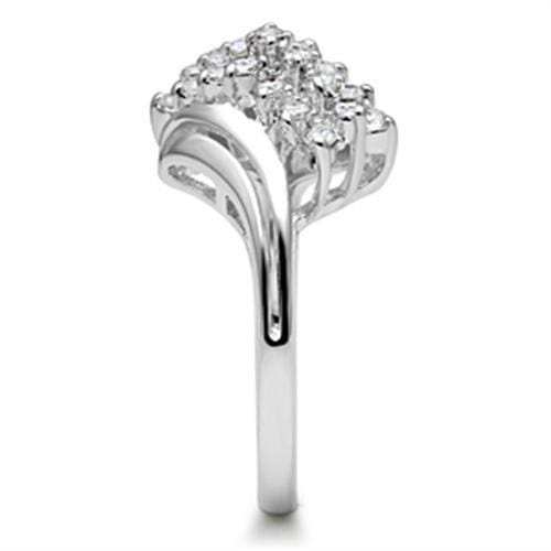 SS038 - Silver 925 Sterling Silver Ring with AAA Grade CZ in Clear - Alamode - Flyclothing LLC
