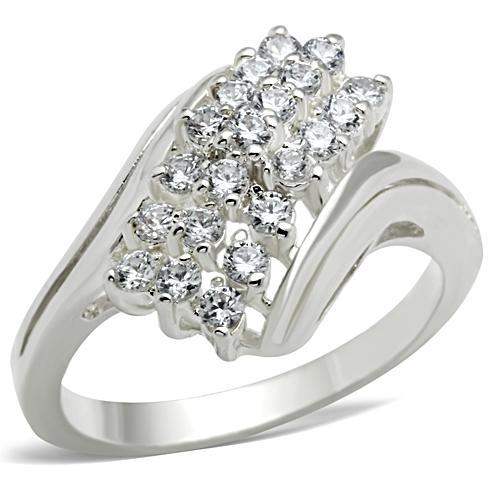 SS038 - Silver 925 Sterling Silver Ring with AAA Grade CZ in Clear - Alamode - Flyclothing LLC