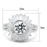 SS039 - Silver 925 Sterling Silver Ring with AAA Grade CZ  in Clear - Alamode