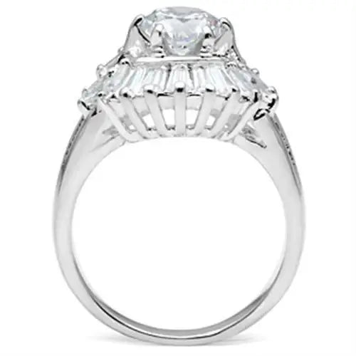 SS039 - Silver 925 Sterling Silver Ring with AAA Grade CZ in Clear - Alamode - Flyclothing LLC