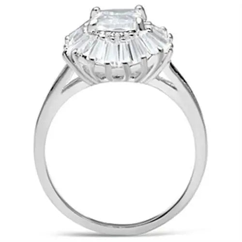 SS040 - Silver 925 Sterling Silver Ring with AAA Grade CZ in Clear - Alamode - Flyclothing LLC