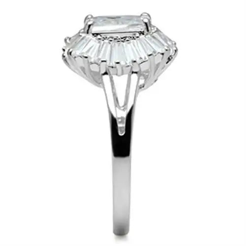 SS040 - Silver 925 Sterling Silver Ring with AAA Grade CZ in Clear - Alamode - Flyclothing LLC