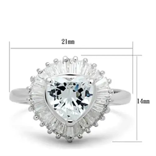 SS041 - Silver 925 Sterling Silver Ring with AAA Grade CZ in Clear - Alamode - Flyclothing LLC
