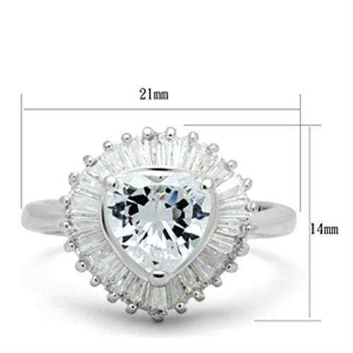 SS041 - Silver 925 Sterling Silver Ring with AAA Grade CZ in Clear - Alamode - Flyclothing LLC