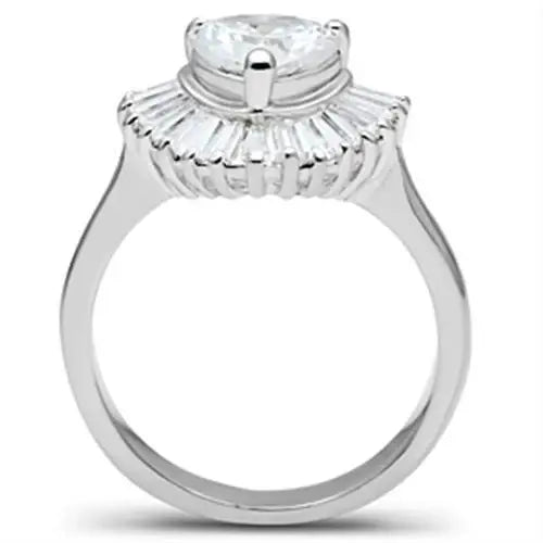 SS041 - Silver 925 Sterling Silver Ring with AAA Grade CZ in Clear - Alamode - Flyclothing LLC