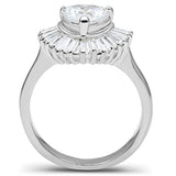 SS041 - Silver 925 Sterling Silver Ring with AAA Grade CZ  in Clear - Alamode