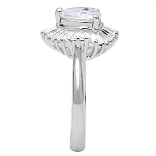 SS041 - Silver 925 Sterling Silver Ring with AAA Grade CZ in Clear - Alamode - Flyclothing LLC