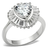 SS041 - Silver 925 Sterling Silver Ring with AAA Grade CZ  in Clear - Alamode