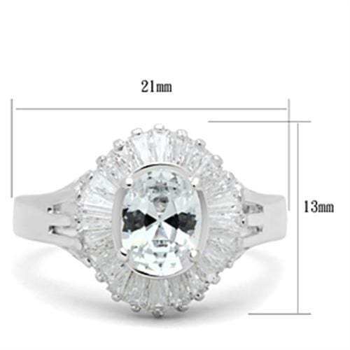 SS042 - Silver 925 Sterling Silver Ring with AAA Grade CZ in Clear - Alamode - Flyclothing LLC