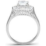 SS042 - Silver 925 Sterling Silver Ring with AAA Grade CZ  in Clear - Alamode