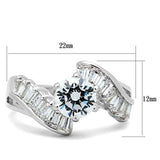 SS043 - Silver 925 Sterling Silver Ring with AAA Grade CZ  in Clear - Alamode